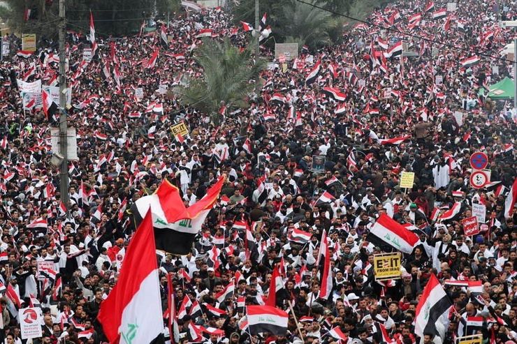 تظاهرات وسیع ضدآمریکایی حامل پیام وحدت در عراق
