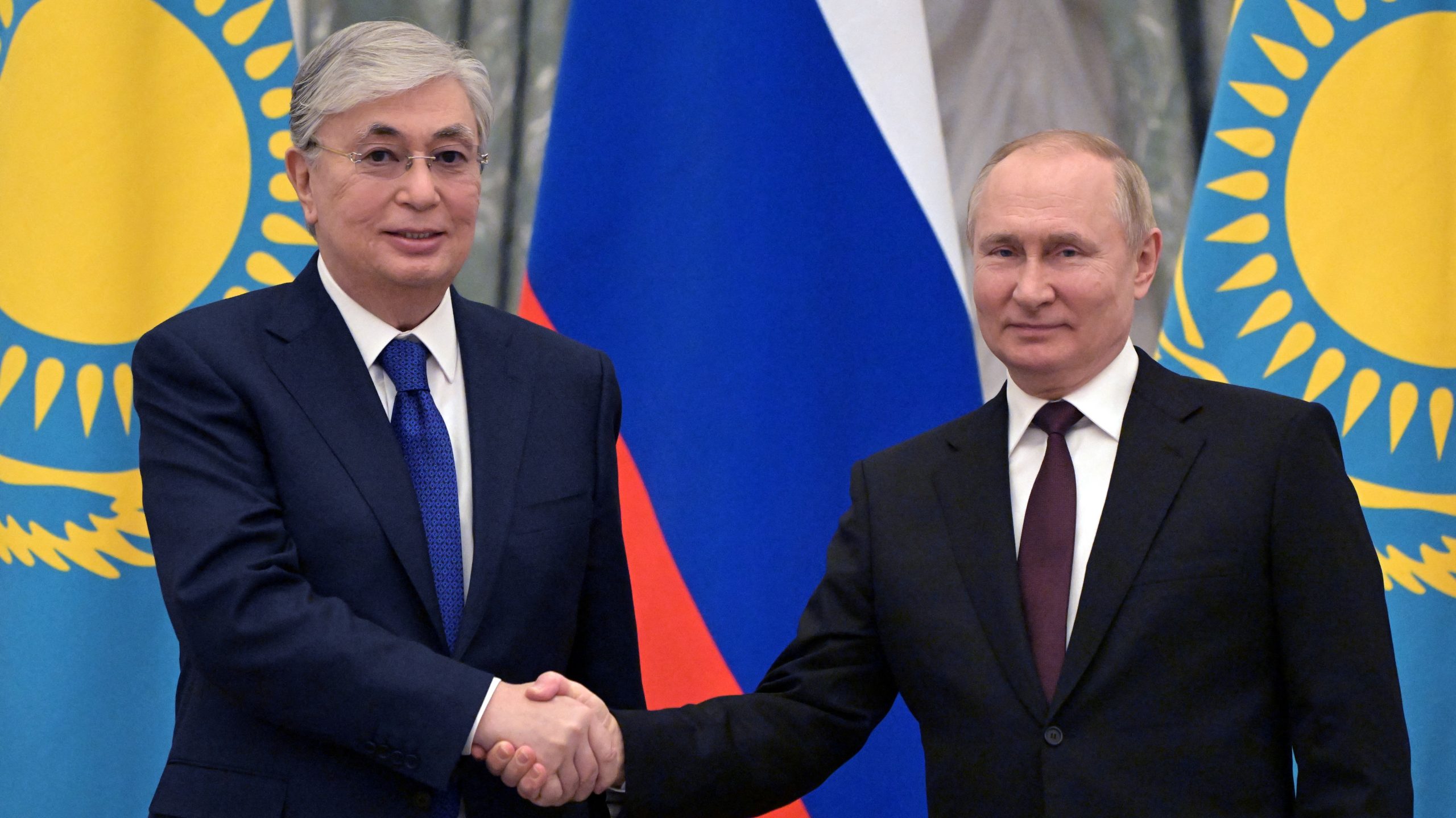 Russian President Vladimir Putin meets with Kazakh President Kassym-Jomart Tokayev in Moscow
